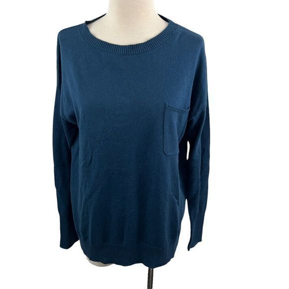 NWT CASLON Blue Scoop Neck Sweater with‎ Pocket (S) - Picture 8 of 8
